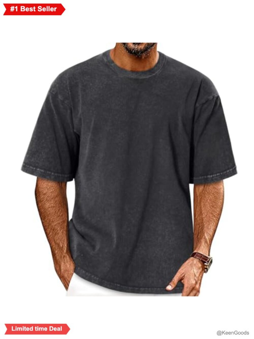 Men's Oversized Vintage Washed Cotton Crew Neck Short Sleeve T-Shirt